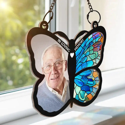 Custom Photo Although You Cannot See Me Memorial - Personalized Window Hanging Suncatcher Ornament Hanging Suncatcher Ornament The Next Custom Gift