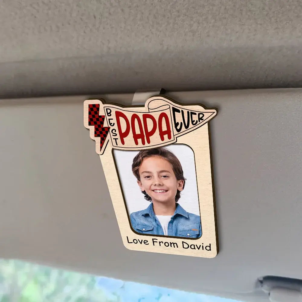 Custom Photo Best Dad Ever - Personalized Custom Shaped Car Visor Clip Car Visor Clip The Next Custom Gift