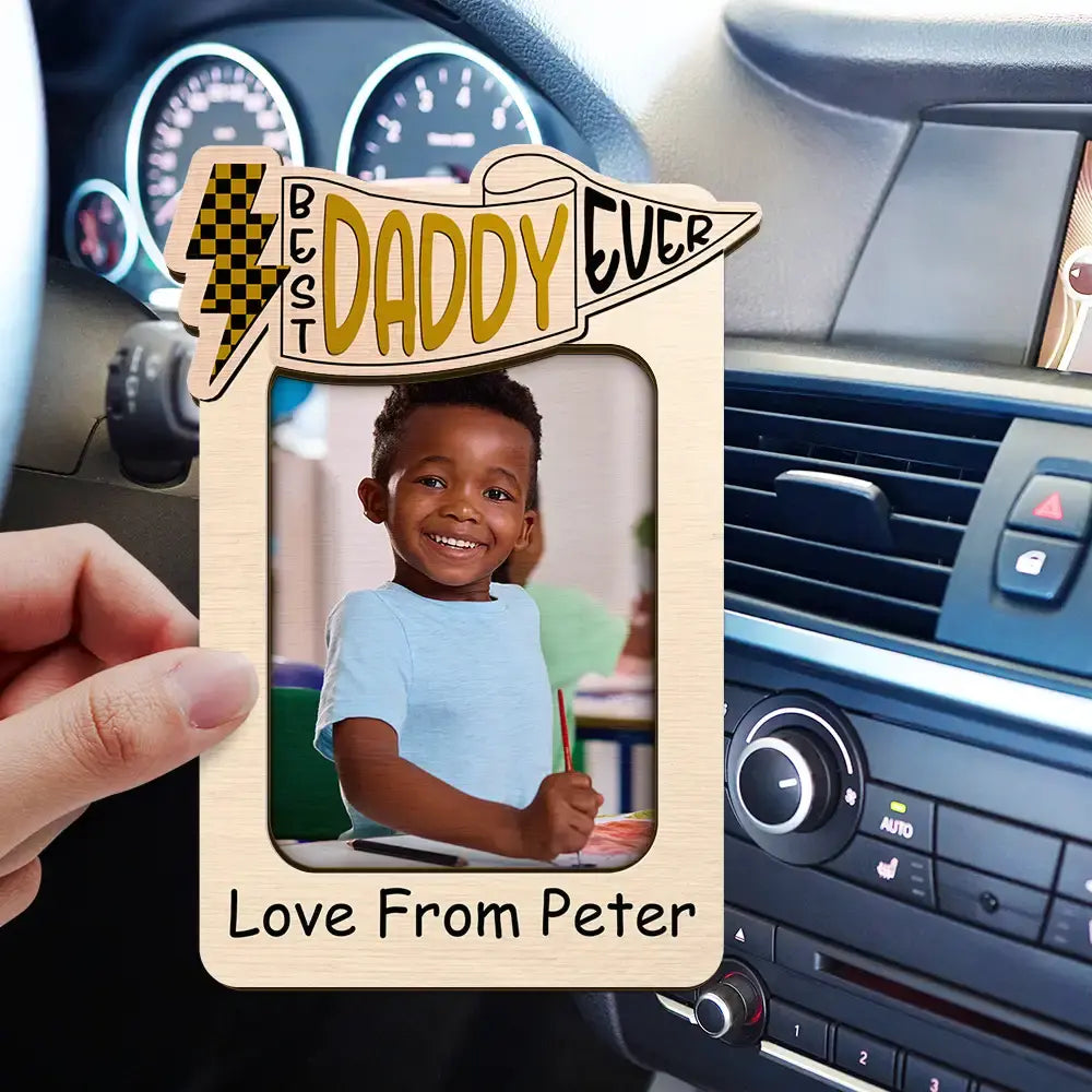 Custom Photo Best Dad Ever - Personalized Custom Shaped Car Visor Clip Car Visor Clip The Next Custom Gift