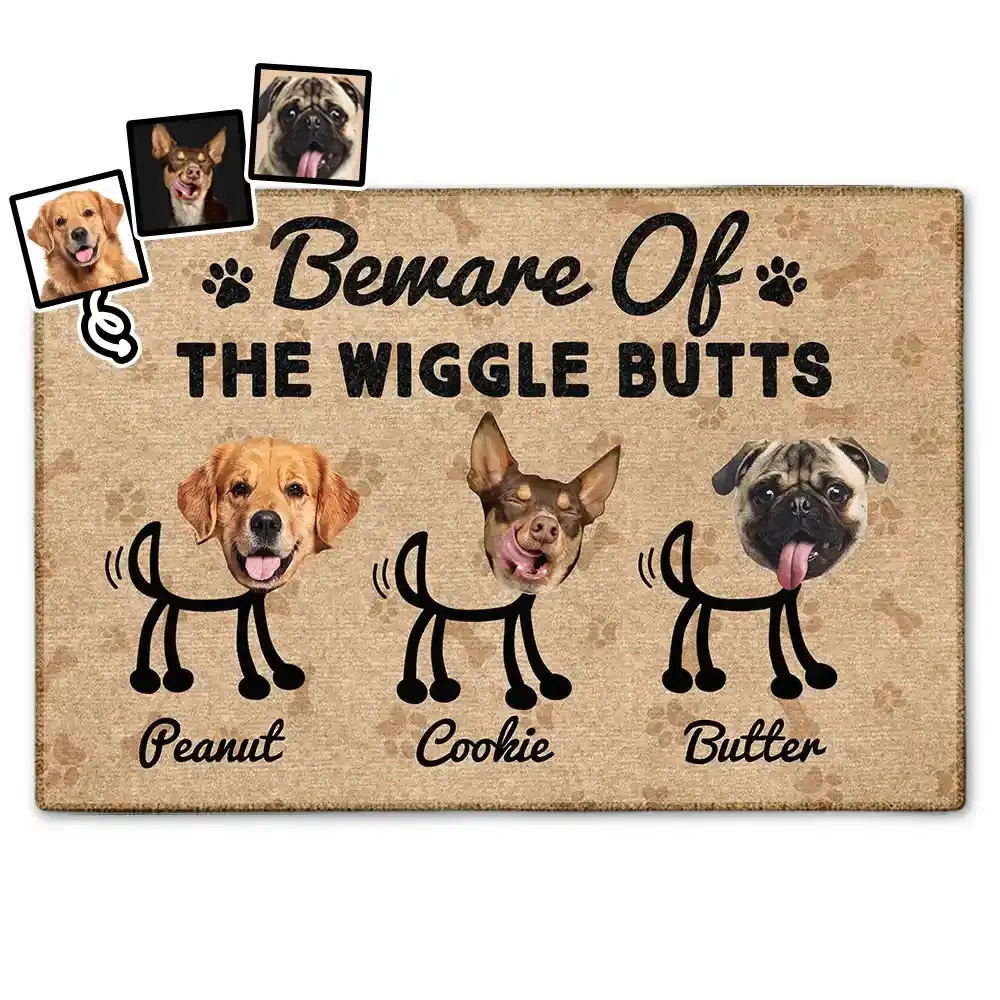 Custom Photo Beware Of The Wiggle Butts - Personalized Doormat Doormat The Next Custom Gift