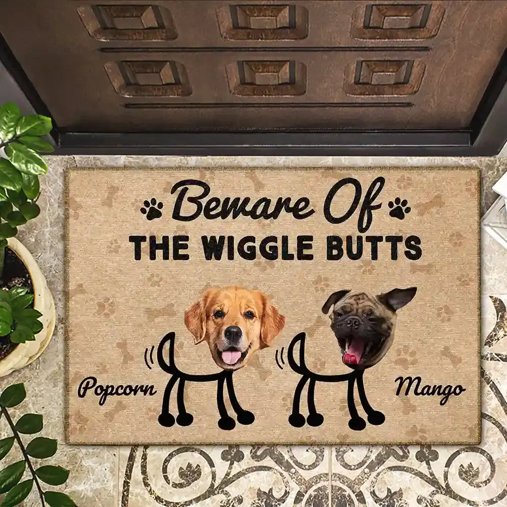 Custom Photo Beware Of The Wiggle Butts - Personalized Doormat Doormat The Next Custom Gift