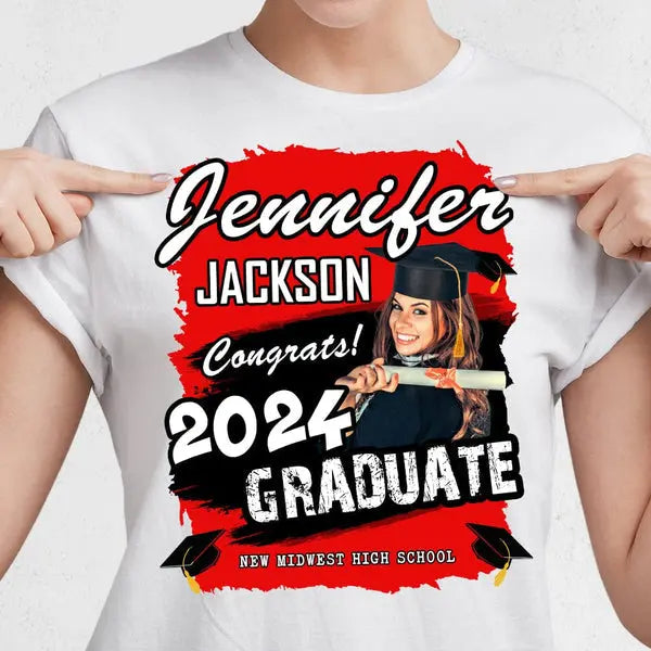 Custom Photo Congrats 2024 Graduation Shirt Shirts & Tops The Next Custom Gift