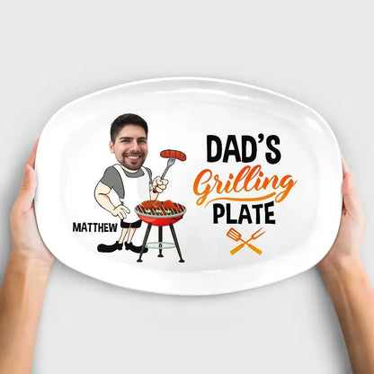 Custom Photo Daddy's Grilling Plate - Personalized Plate Jewelry Dish The Next Custom Gift