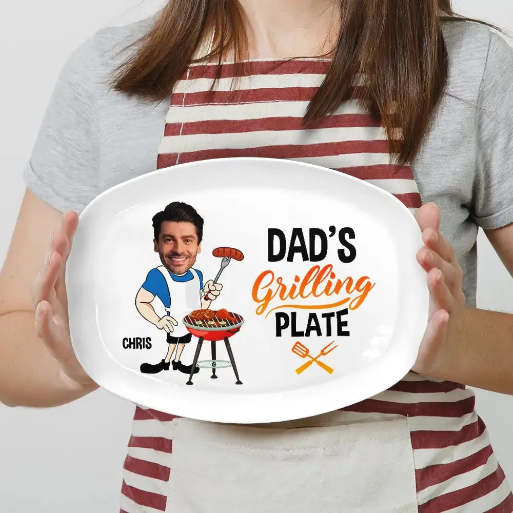 Custom Photo Daddy's Grilling Plate - Personalized Plate Jewelry Dish The Next Custom Gift