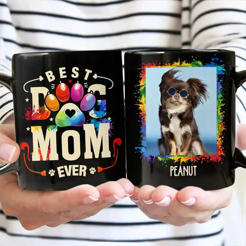 Custom Photo Dog Cat Dad Mom - Personalized Black Mug Mug The Next Custom Gift