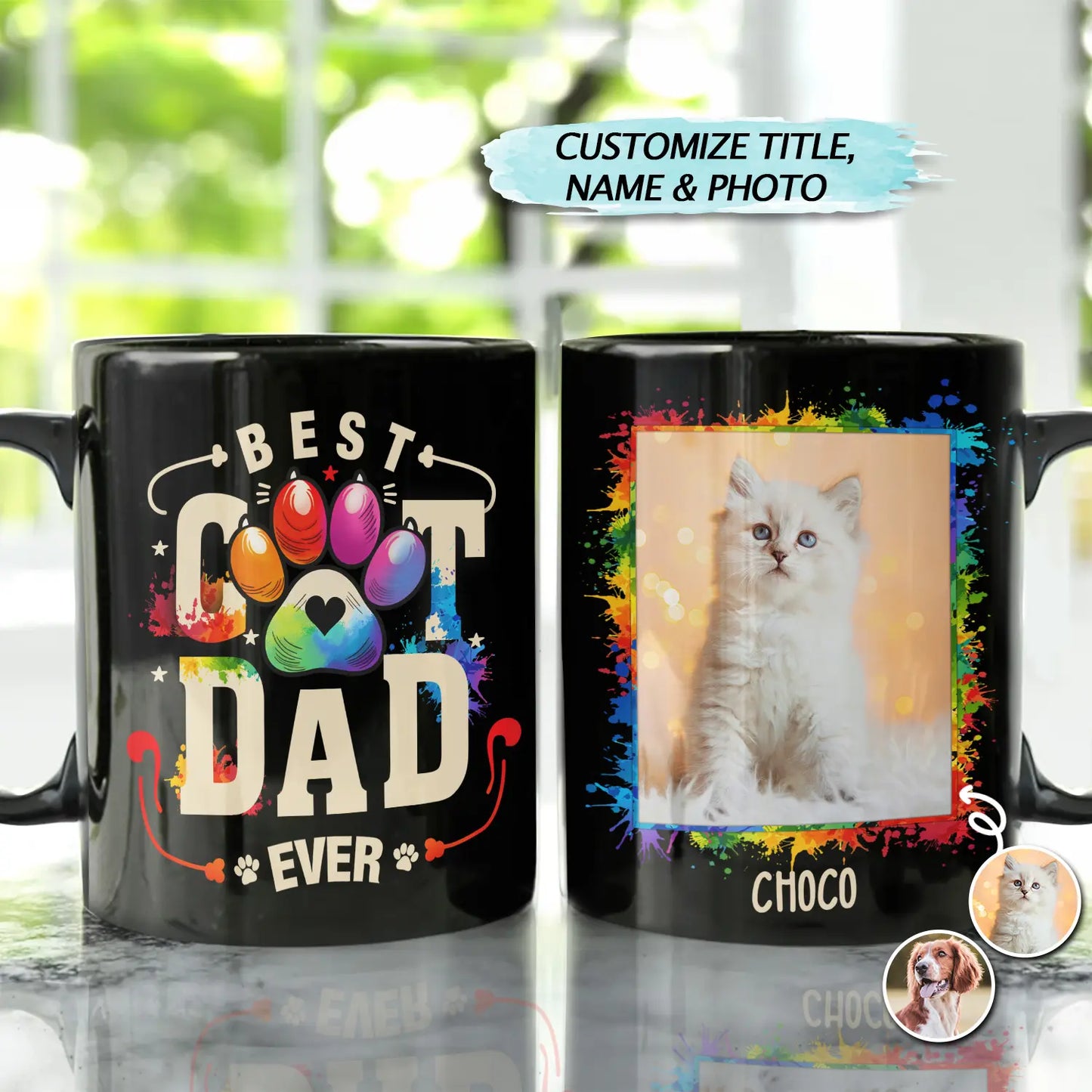 Custom Photo Dog Cat Dad Mom - Personalized Black Mug Mug The Next Custom Gift