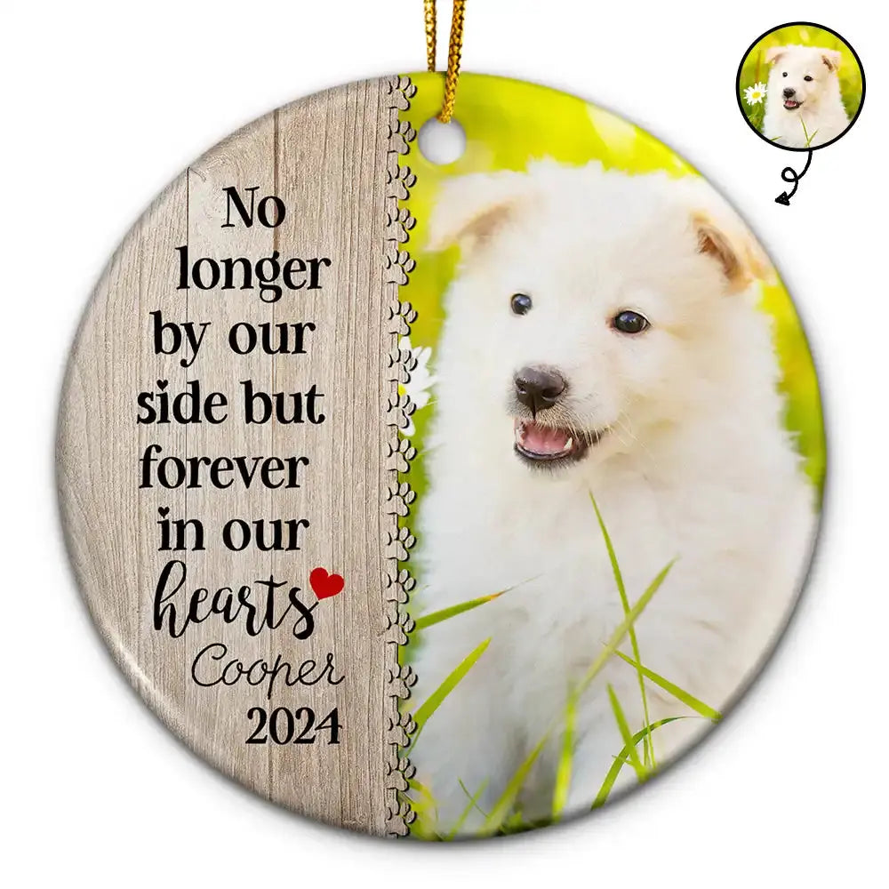 Custom Photo Dog Cat Forever In Our Hearts - Christmas Memorial Gift - Personalized Custom Circle Acrylic Ornament Ornament The Next Custom Gift