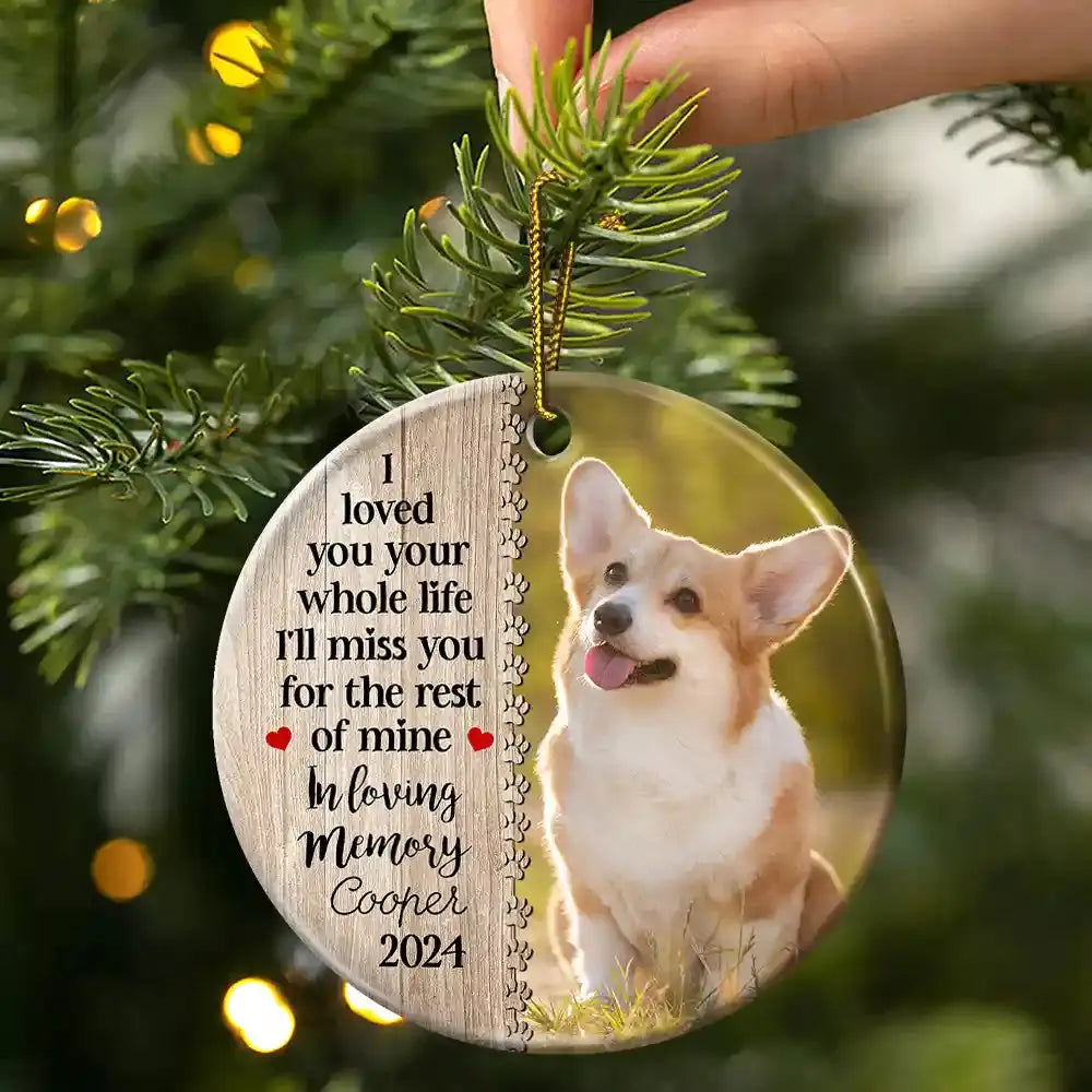 Custom Photo Dog Cat Forever In Our Hearts - Christmas Memorial Gift - Personalized Custom Circle Acrylic Ornament Ornament The Next Custom Gift