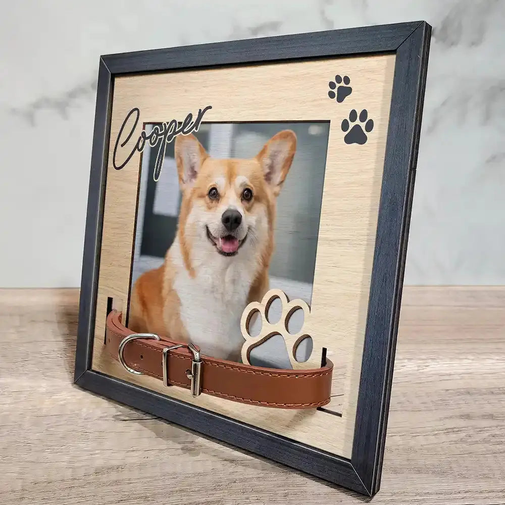 Custom Photo Dog Cat Pet Name - Personalized Pet Loss Sign, Collar Frame Acrylic Plaque The Next Custom Gift