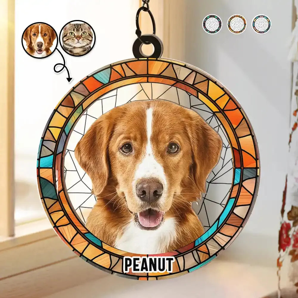 Custom Photo Dog Cat Portrait - Personalized Window Hanging Suncatcher Ornament Hanging Suncatcher Ornament The Next Custom Gift