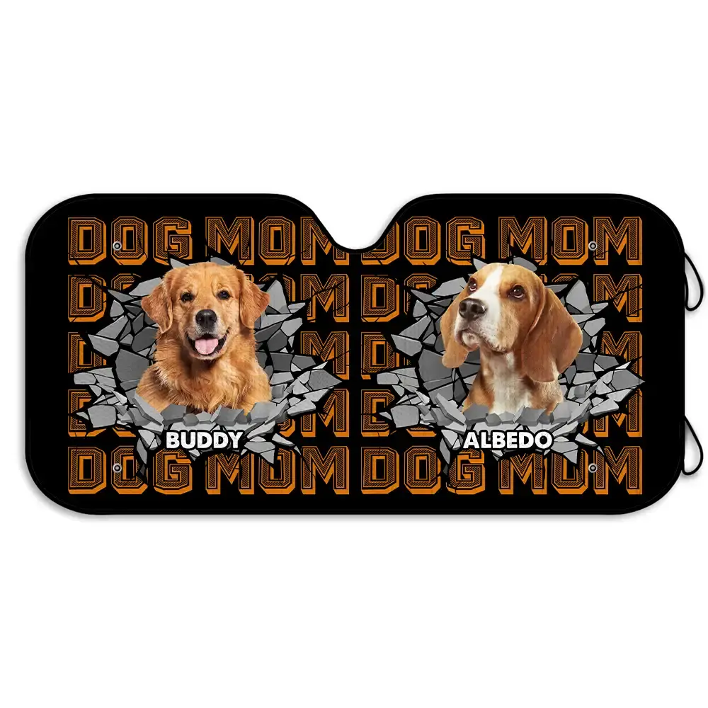 Custom Photo Dog Dad Dog Mom 3D Cracked - Personalized Auto Sunshade Sunshade The Next Custom Gift