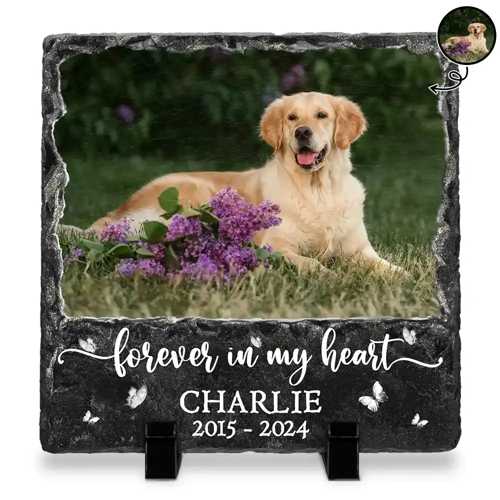 Custom Photo Forever In My Heart - Personalized Rectangle Memorial Garden Stone STONE The Next Custom Gift