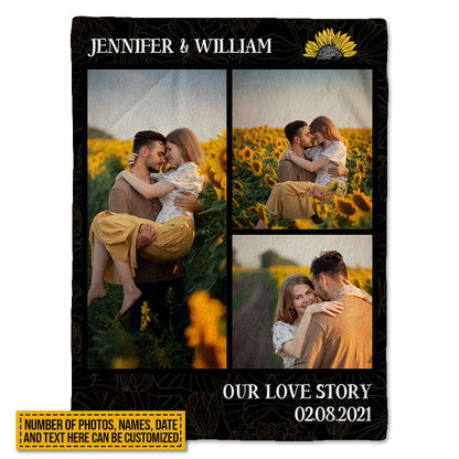 Custom Photo Frame Couple Our Love Story Custom Blanket, Couple Gift