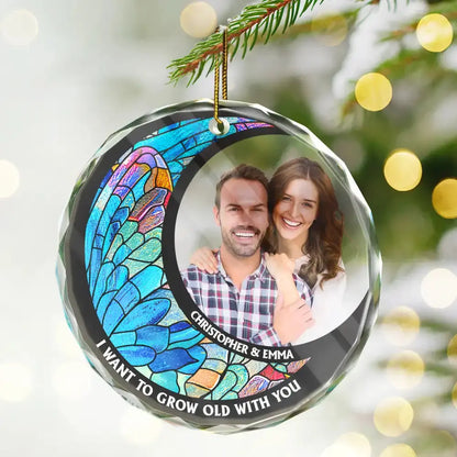 Custom Photo From Our First Kiss Till Our Last Breath Kissing Couple - Stained Effect Printed, Personalized Circle Glass Ornament ornament The Next Custom Gift