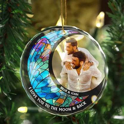 Custom Photo From Our First Kiss Till Our Last Breath Kissing Couple - Stained Effect Printed, Personalized Circle Glass Ornament ornament The Next Custom Gift