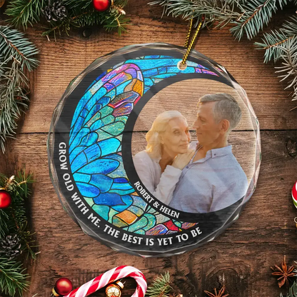 Custom Photo From Our First Kiss Till Our Last Breath Kissing Couple - Stained Effect Printed, Personalized Circle Glass Ornament ornament The Next Custom Gift