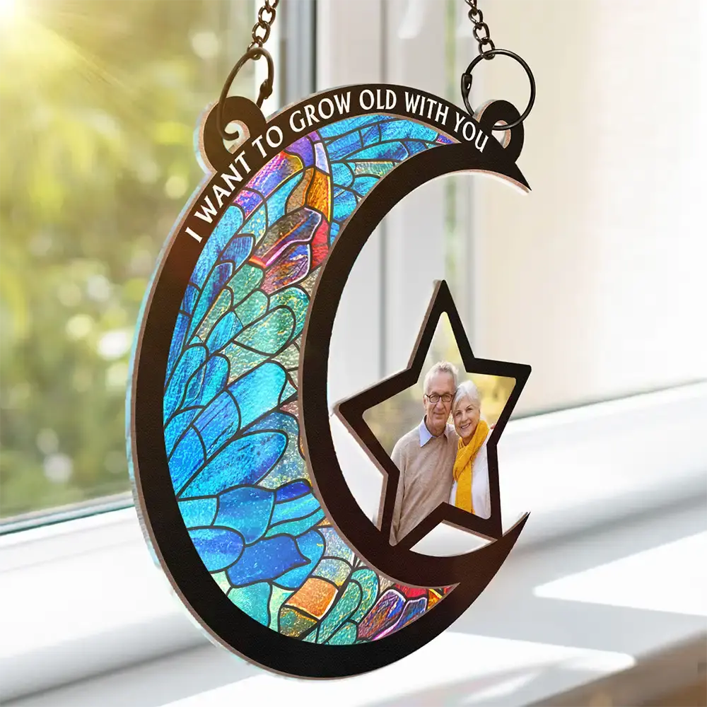 Custom Photo From Our First Kiss Till Our Last Breath - Personalized Window Hanging Suncatcher Ornament Hanging Suncatcher Ornament The Next Custom Gift