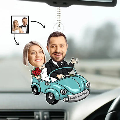 Custom Photo Funny Married Couple Honeymoon Wedding Gift - Personalized Acrylic Car Hanger Car Ornament The Next Custom Gift