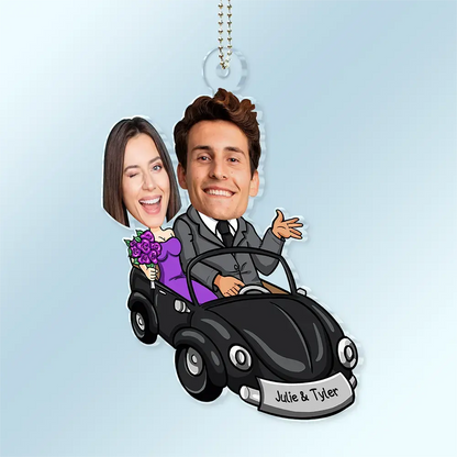 Custom Photo Funny Married Couple Honeymoon Wedding Gift - Personalized Acrylic Car Hanger Car Ornament The Next Custom Gift