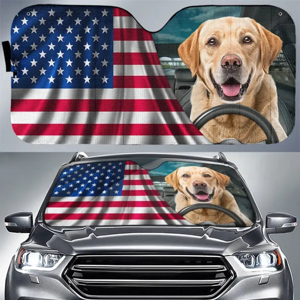 Custom Photo Happy Family Happy Trip - Dog & Cat Personalized Custom Auto Windshield Sunshade, Car Window Protector - Gift For Pet Owners, Pet Lovers Sunshade The Next Custom Gift