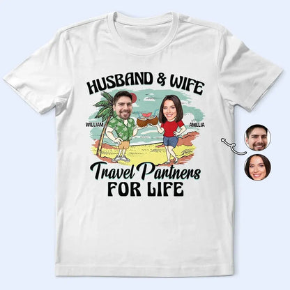 Custom Photo Husband And Wife Travel Partners For Life - Personalized T Shirt Shirts & Tops The Next Custom Gift