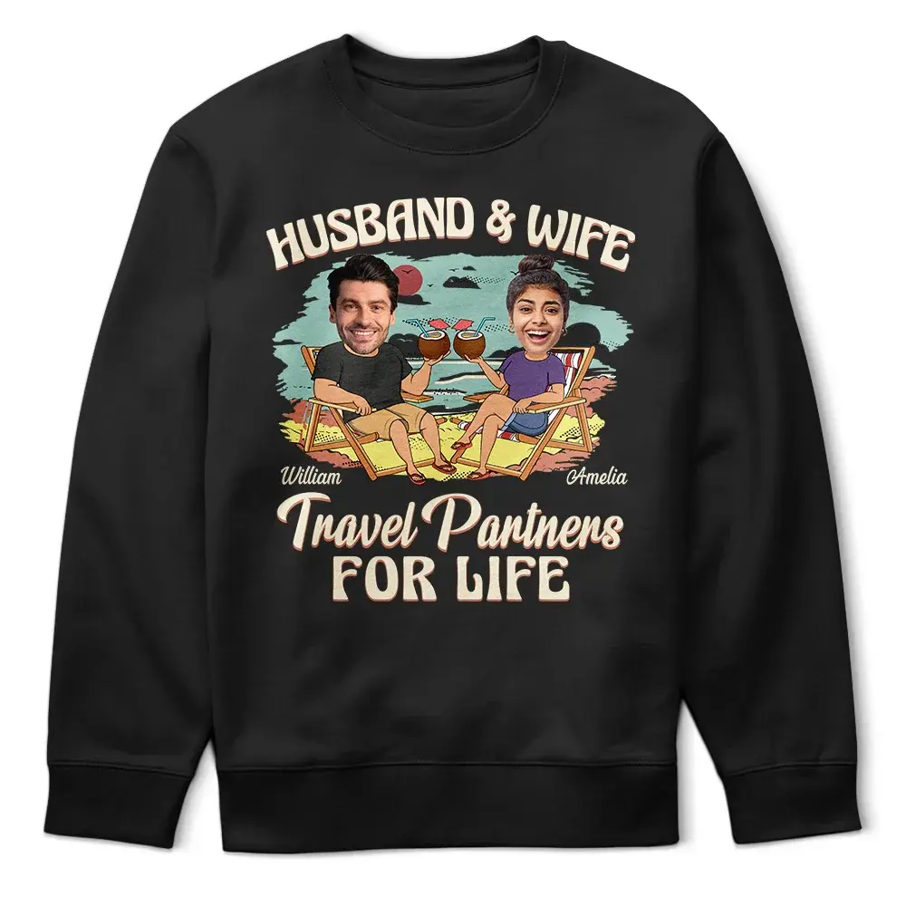 Custom Photo Husband And Wife Travel Partners For Life Vacation - Personalized T Shirt Shirts & Tops The Next Custom Gift