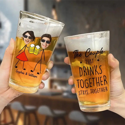 Custom Photo I Enjoy The Moments We Drink Together - Couple Personalized Custom Beer Glass - Gift For Husband Wife, Anniversary Beer Glass The Next Custom Gift