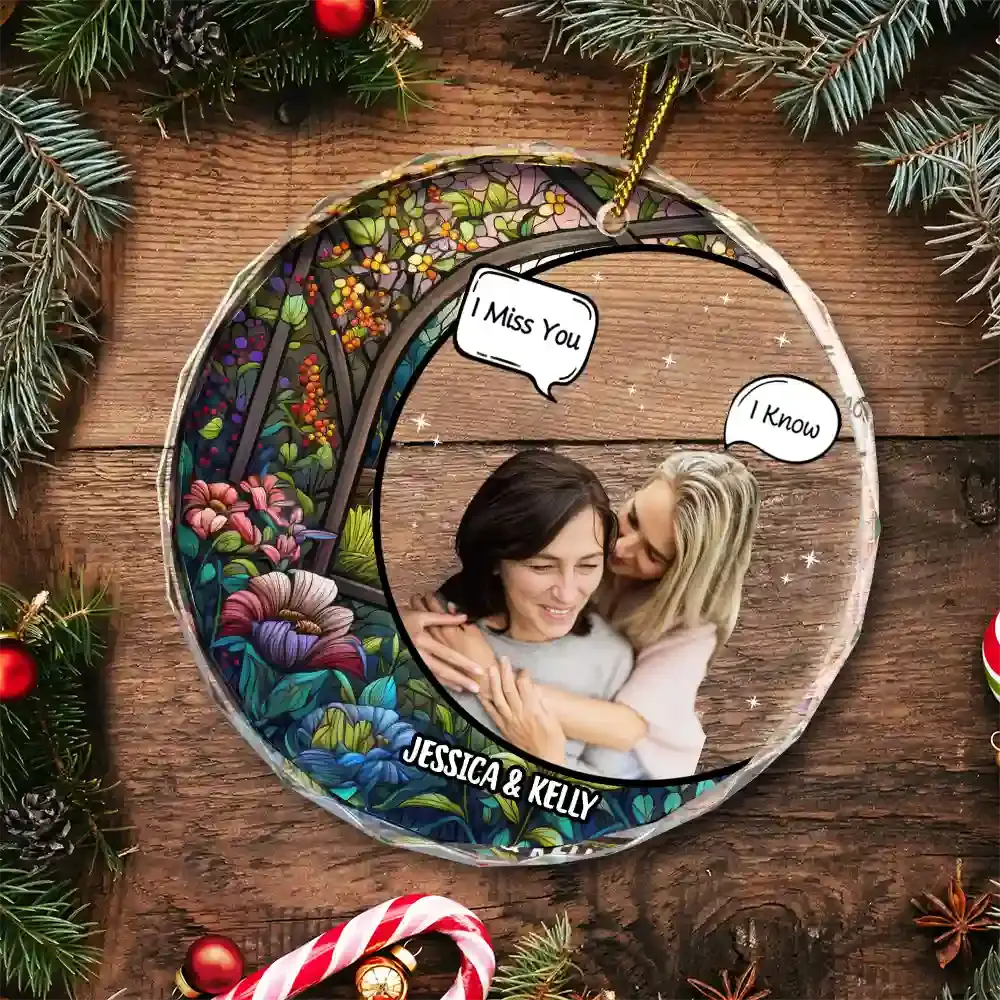 Custom Photo I Miss You I Know Memorial - Personalized Circle Glass Ornament ornament The Next Custom Gift