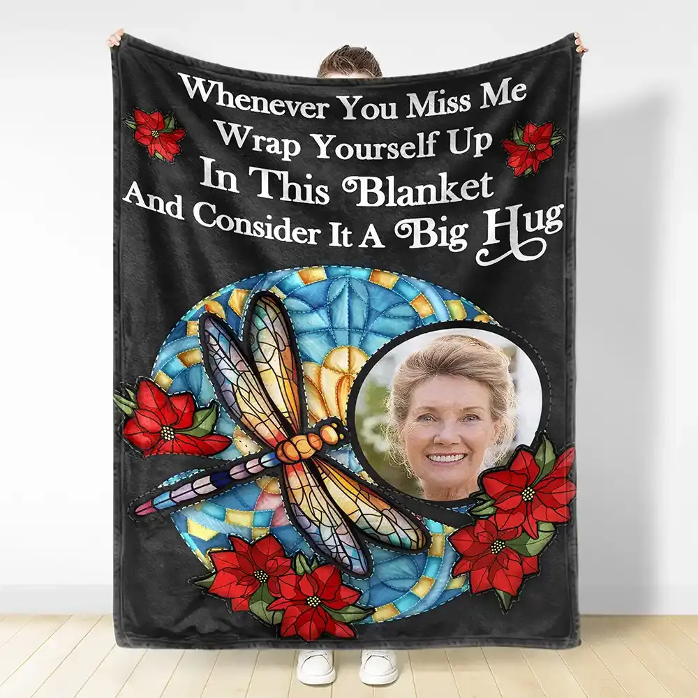 Custom Photo I'm Always With You Hug This When You Miss Me Memorial - Personalized Fleece Blanket Blanket The Next Custom Gift