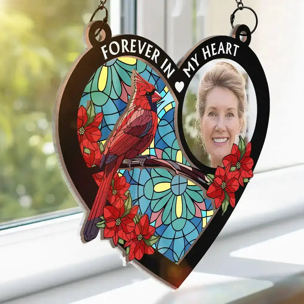 Custom Photo I'm Always With You Memorial Heart - Personalized Window Hanging Suncatcher Ornament Hanging Suncatcher Ornament The Next Custom Gift