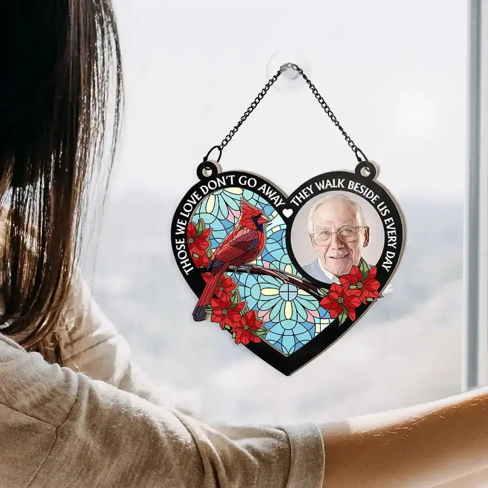 Custom Photo I'm Always With You Memorial Heart - Personalized Window Hanging Suncatcher Ornament Hanging Suncatcher Ornament The Next Custom Gift