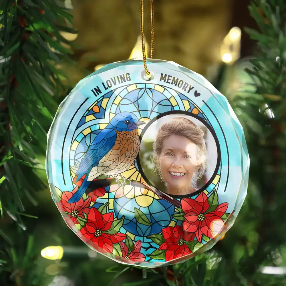 Custom Photo I'm Always With You Memorial - Stained Effect Printed, Personalized Circle Glass Ornament Ornament The Next Custom Gift