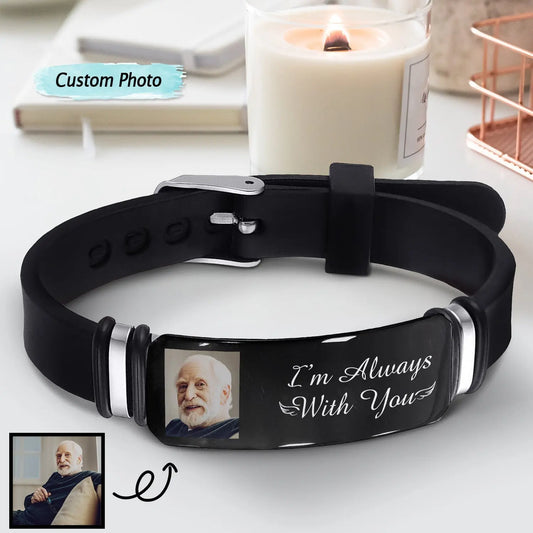 Custom Photo I'm Always With You - Personalized Engraved Bracelet Bracelets The Next Custom Gift