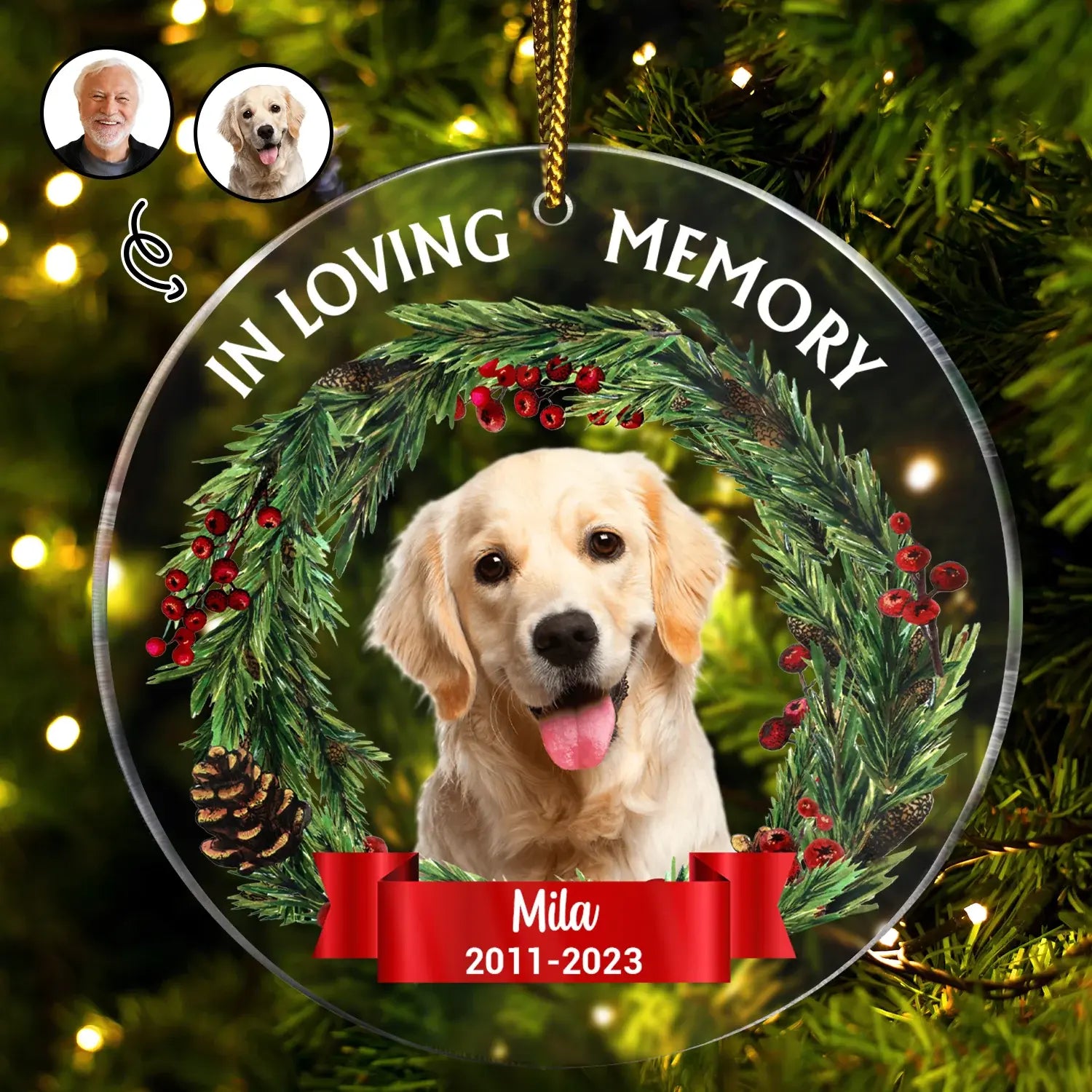 Custom Photo In Loving Memory - Christmas, Memorial Gift For Family, Pet Lovers - Personalized Circle Acrylic Ornament ornament The Next Custom Gift