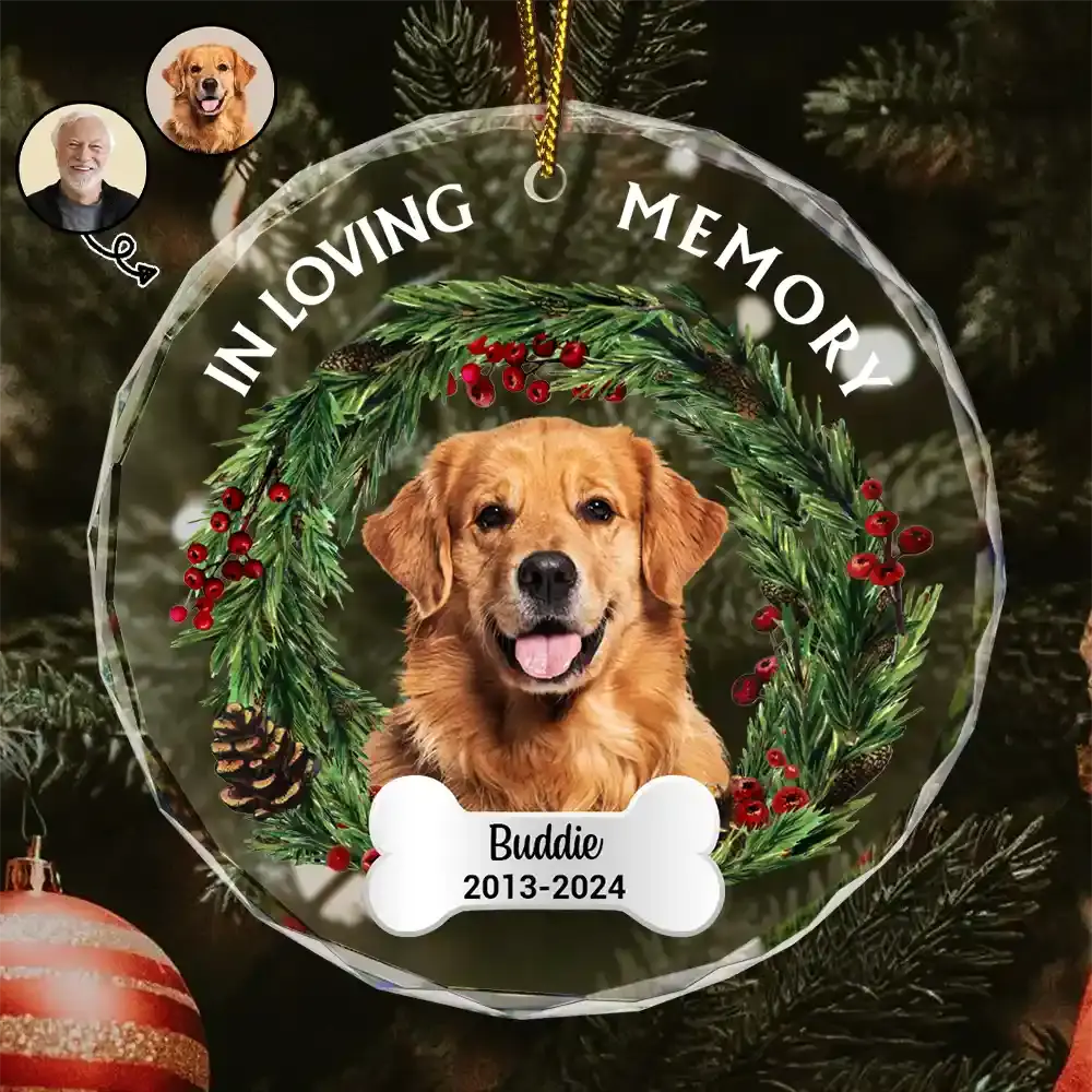 Custom Photo In Loving Memory - Personalized Circle Glass Ornament Ornament The Next Custom Gift