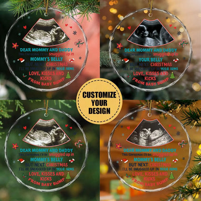 Custom Photo In Mommy's Belly - Family Personalized Circle Glass Ornament ornament The Next Custom Gift