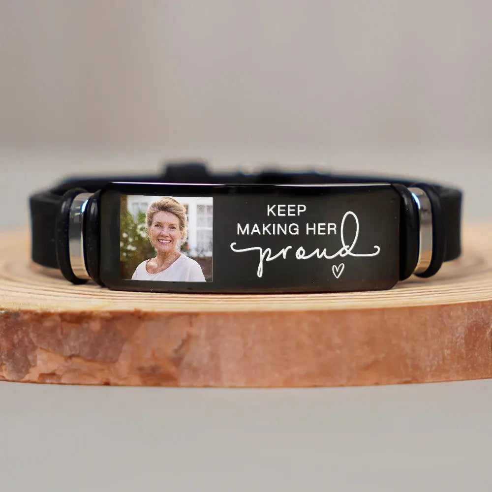 Custom Photo Keep Making Her Proud - Personalized Engraved Bracelet Bracelets The Next Custom Gift