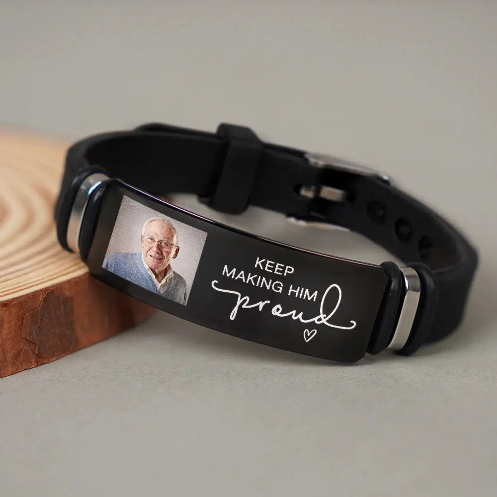 Custom Photo Keep Making Her Proud - Personalized Engraved Bracelet Bracelets The Next Custom Gift