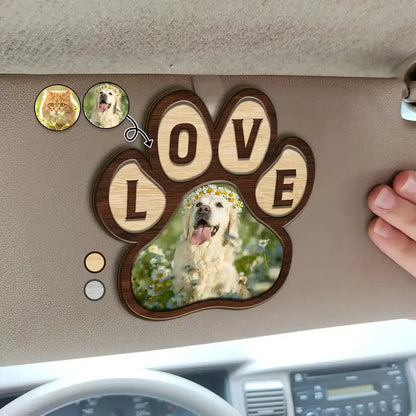 Custom Photo Love Pet Paw - Personalized Custom Shaped Car Visor Clip Car Visor Clip The Next Custom Gift