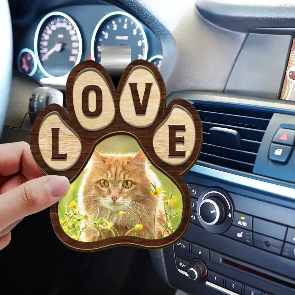 Custom Photo Love Pet Paw - Personalized Custom Shaped Car Visor Clip Car Visor Clip The Next Custom Gift