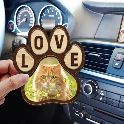 Custom Photo Love Pet Paw - Personalized Custom Shaped Car Visor Clip Car Visor Clip The Next Custom Gift