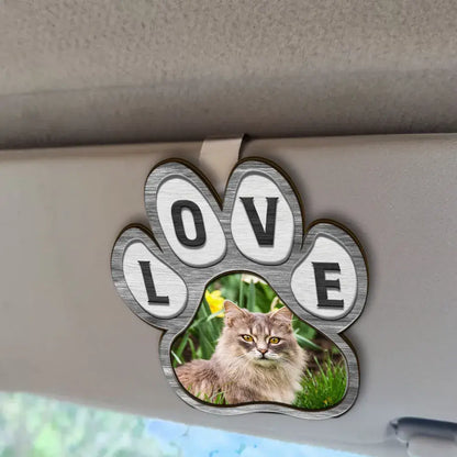 Custom Photo Love Pet Paw - Personalized Custom Shaped Car Visor Clip Car Visor Clip The Next Custom Gift