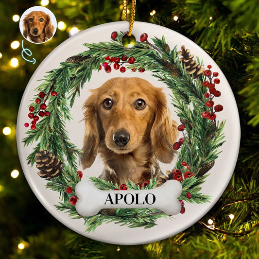 Custom Photo Lovely Pet Face - Christmas Gift For Pet Lovers, Pet Memorial - Personalized Circle Ceramic Ornament ornament The Next Custom Gift