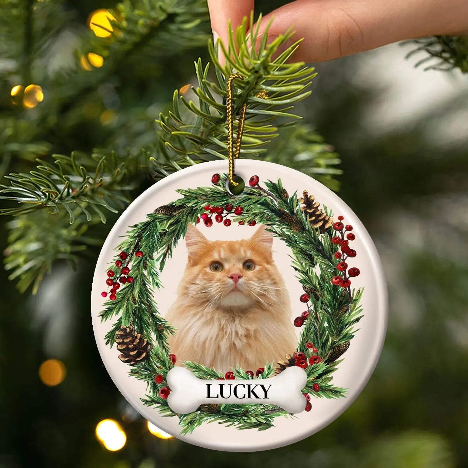 Custom Photo Lovely Pet Face - Christmas Gift For Pet Lovers, Pet Memorial - Personalized Circle Ceramic Ornament ornament The Next Custom Gift