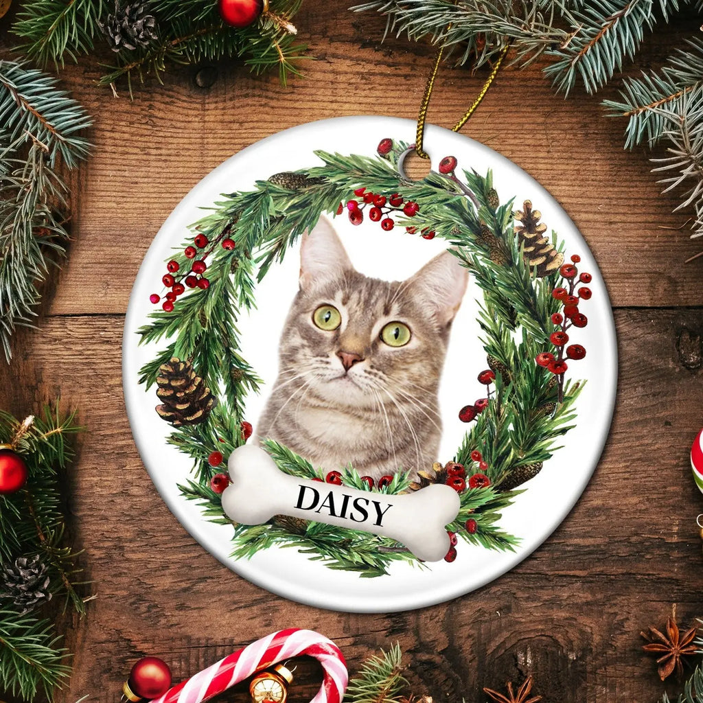 Custom Photo Lovely Pet Face - Christmas Gift For Pet Lovers, Pet Memorial - Personalized Circle Ceramic Ornament ornament The Next Custom Gift