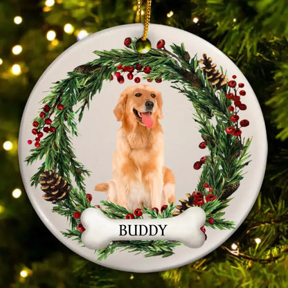 Custom Photo Lovely Pet Face - Christmas Gift For Pet Lovers, Pet Memorial - Personalized Circle Ceramic Ornament ornament The Next Custom Gift