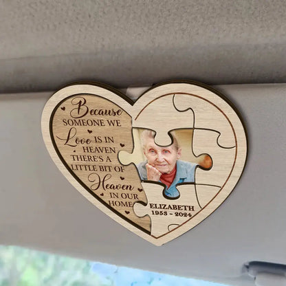 Custom Photo Memorial A Big Piece Of My Heart Lives In Heaven - Personalized Custom Shaped Car Visor Clip Car Visor Clip The Next Custom Gift