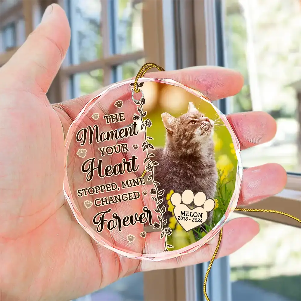 Custom Photo Memorial Christmas Forever In My Heart - Personalized Circle Glass Ornament Ornament The Next Custom Gift