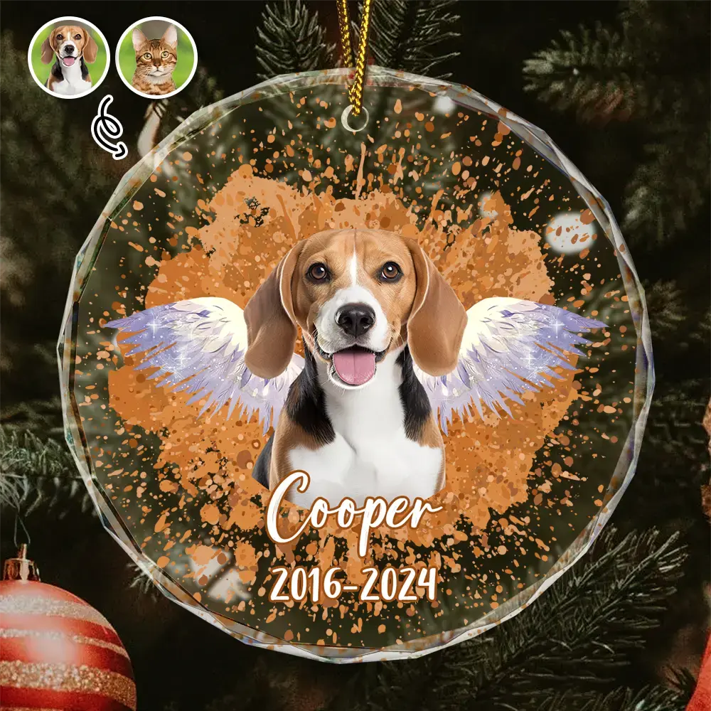 Custom Photo Memorial Dog Cat Pet Christmas - Personalized Circle Glass Ornament Ornament The Next Custom Gift