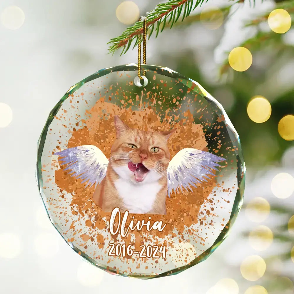 Custom Photo Memorial Dog Cat Pet Christmas - Personalized Circle Glass Ornament Ornament The Next Custom Gift